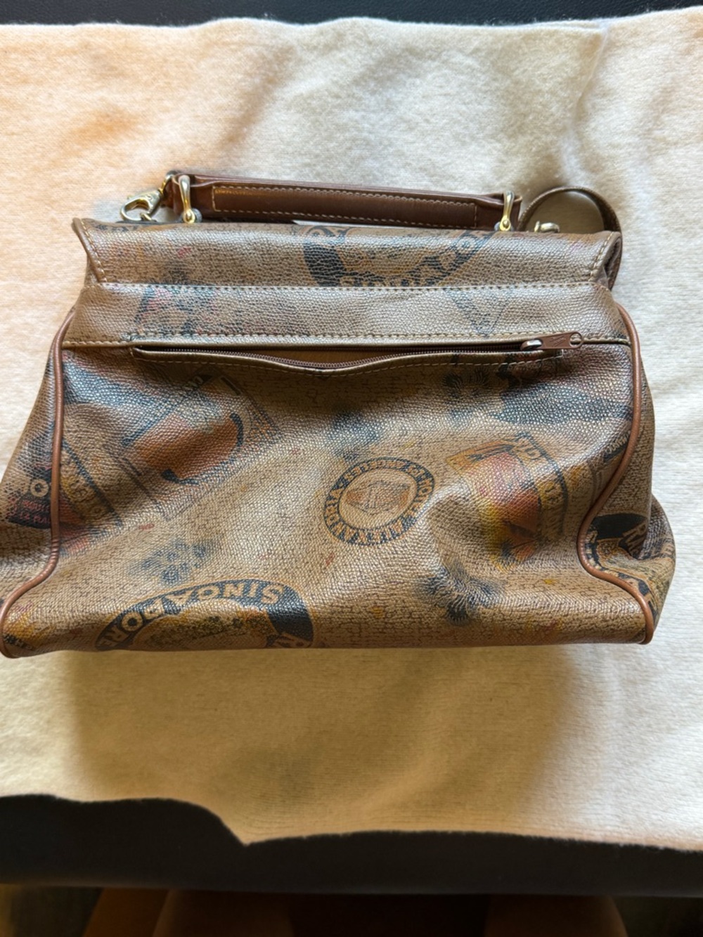 Vintage Texier Paris Travel Print Crossbody Bag Made France - Picture 6 of 11